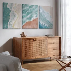 Set De Tableaux Déco Mer Plage Peinture 90cm x 40cm - Parfait pour décorer votre salon, chambre ou bureau avec un design unique e