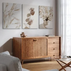 Set De Tableaux Fleurs Feuilles Nature 90cm x 40cm - Parfait pour décorer votre salon, chambre ou bureau avec un design unique et