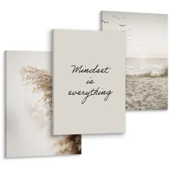 Set De Tableaux Plage Citation Plantes 90cm x 40cm - Parfait pour décorer votre salon, chambre ou bureau avec un design unique et