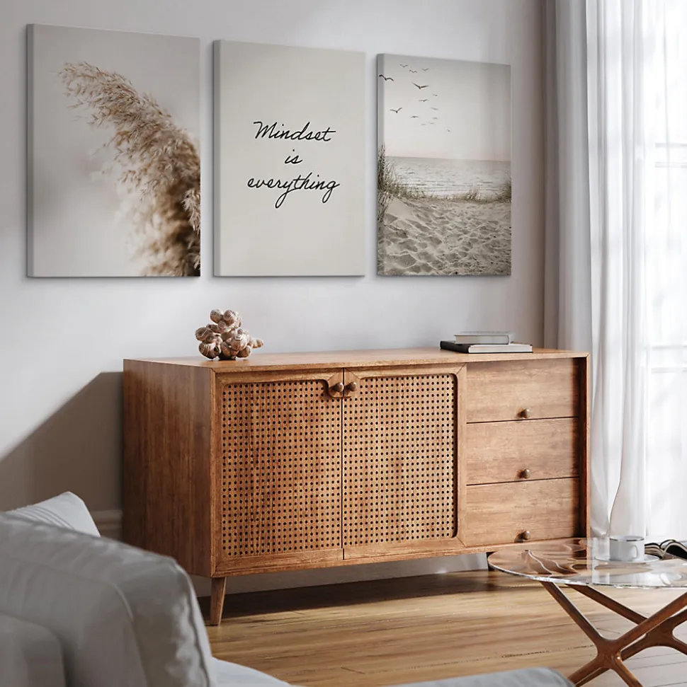 Set De Tableaux Plage Citation Plantes 90cm x 40cm - Parfait pour décorer votre salon, chambre ou bureau avec un design unique et