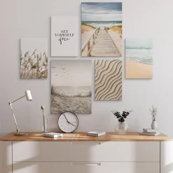 Set De Tableaux Plage Mer Plantes Nature 90cm x 80cm - Parfait pour décorer votre salon, chambre ou bureau avec un design unique