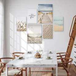 Set De Tableaux Plage Mer Plantes Nature 90cm x 80cm - Parfait pour décorer votre salon, chambre ou bureau avec un design unique