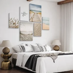 Set De Tableaux Plage Mer Plantes Nature 90cm x 80cm - Parfait pour décorer votre salon, chambre ou bureau avec un design unique