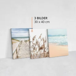 Set De Tableaux Plage Mer Pont Plantes 90cm x 40cm - Parfait pour décorer votre salon, chambre ou bureau avec un design unique et