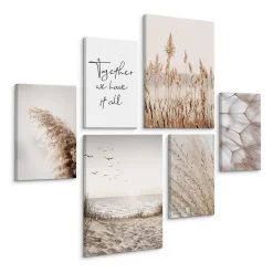 Set De Tableaux Plage Plantes Citation 90cm x 80cm - Parfait pour décorer votre salon, chambre ou bureau avec un design unique et