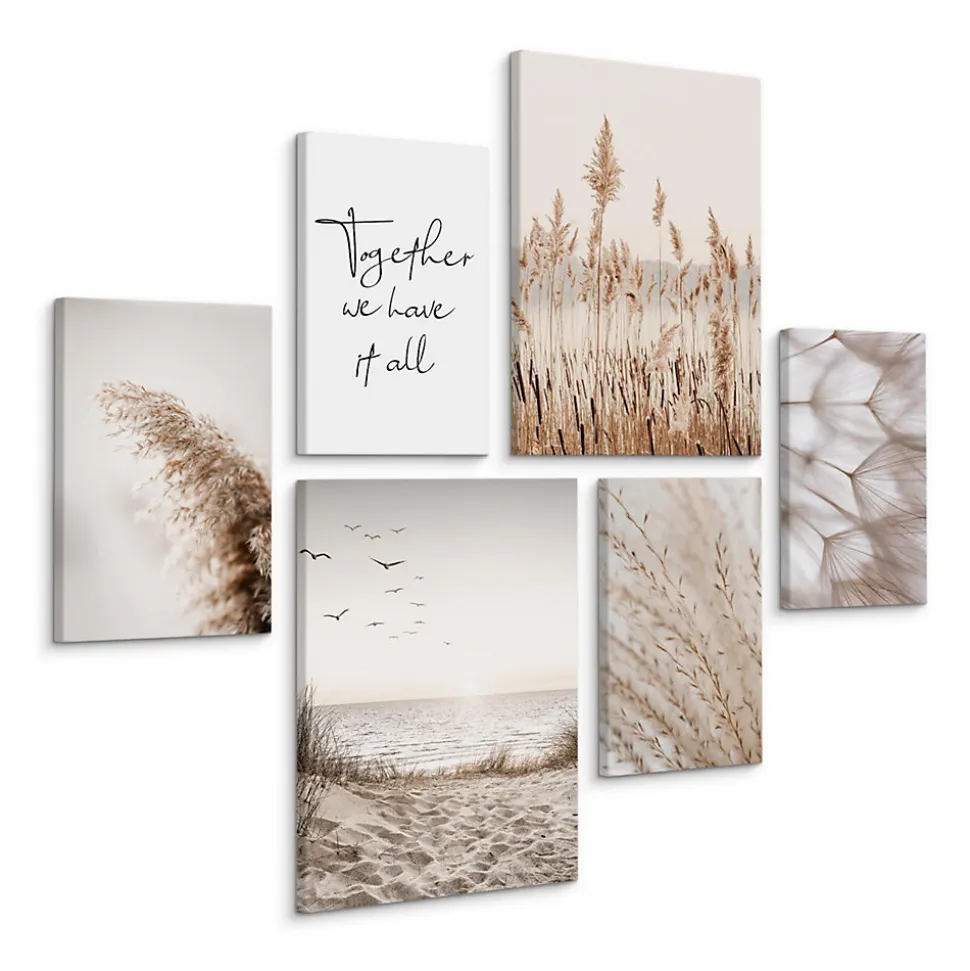 Set De Tableaux Plage Plantes Citation 90cm x 80cm - Parfait pour décorer votre salon, chambre ou bureau avec un design unique et
