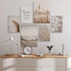 Set De Tableaux Plage Plantes Citation 90cm x 80cm - Parfait pour décorer votre salon, chambre ou bureau avec un design unique et