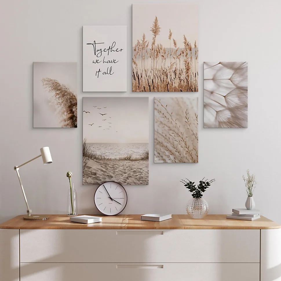 Set De Tableaux Plage Plantes Citation 90cm x 80cm - Parfait pour décorer votre salon, chambre ou bureau avec un design unique et