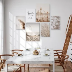 Set De Tableaux Plage Plantes Citation 90cm x 80cm - Parfait pour décorer votre salon, chambre ou bureau avec un design unique et