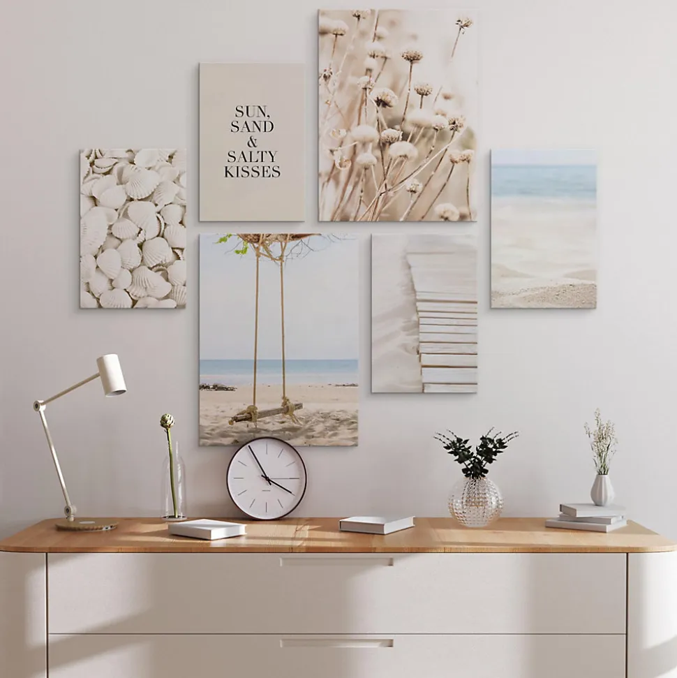 Set De Tableaux Plage Plantes Citation 90cm x 80cm - Parfait pour décorer votre salon, chambre ou bureau avec un design unique et
