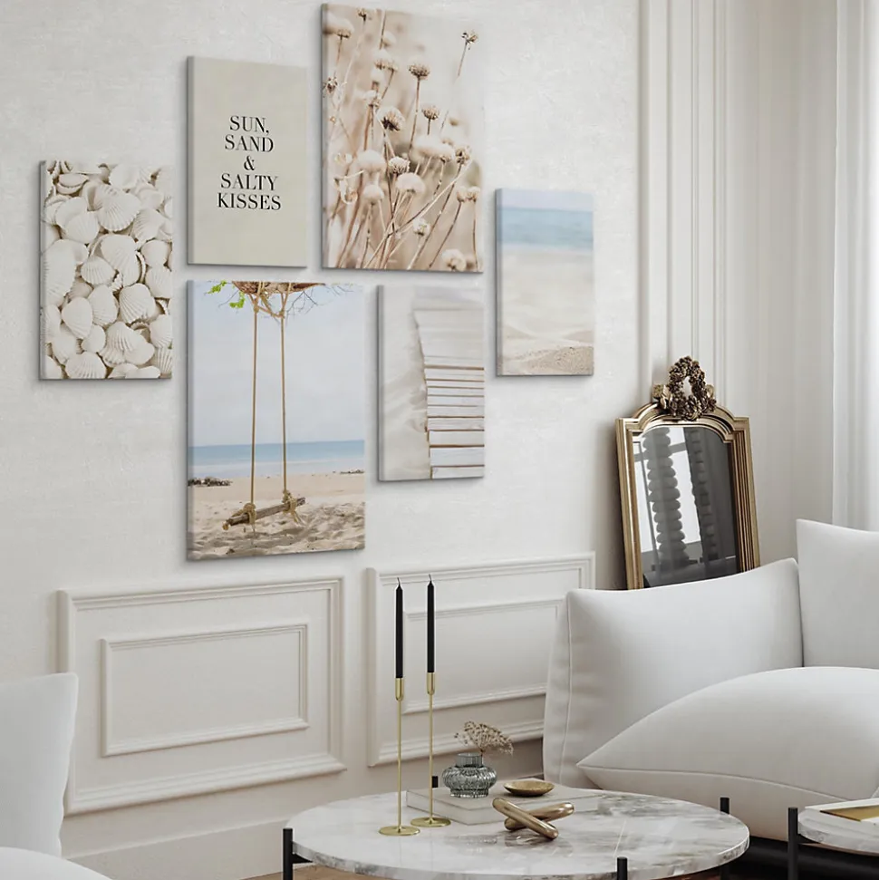 Set De Tableaux Plage Plantes Citation 90cm x 80cm - Parfait pour décorer votre salon, chambre ou bureau avec un design unique et