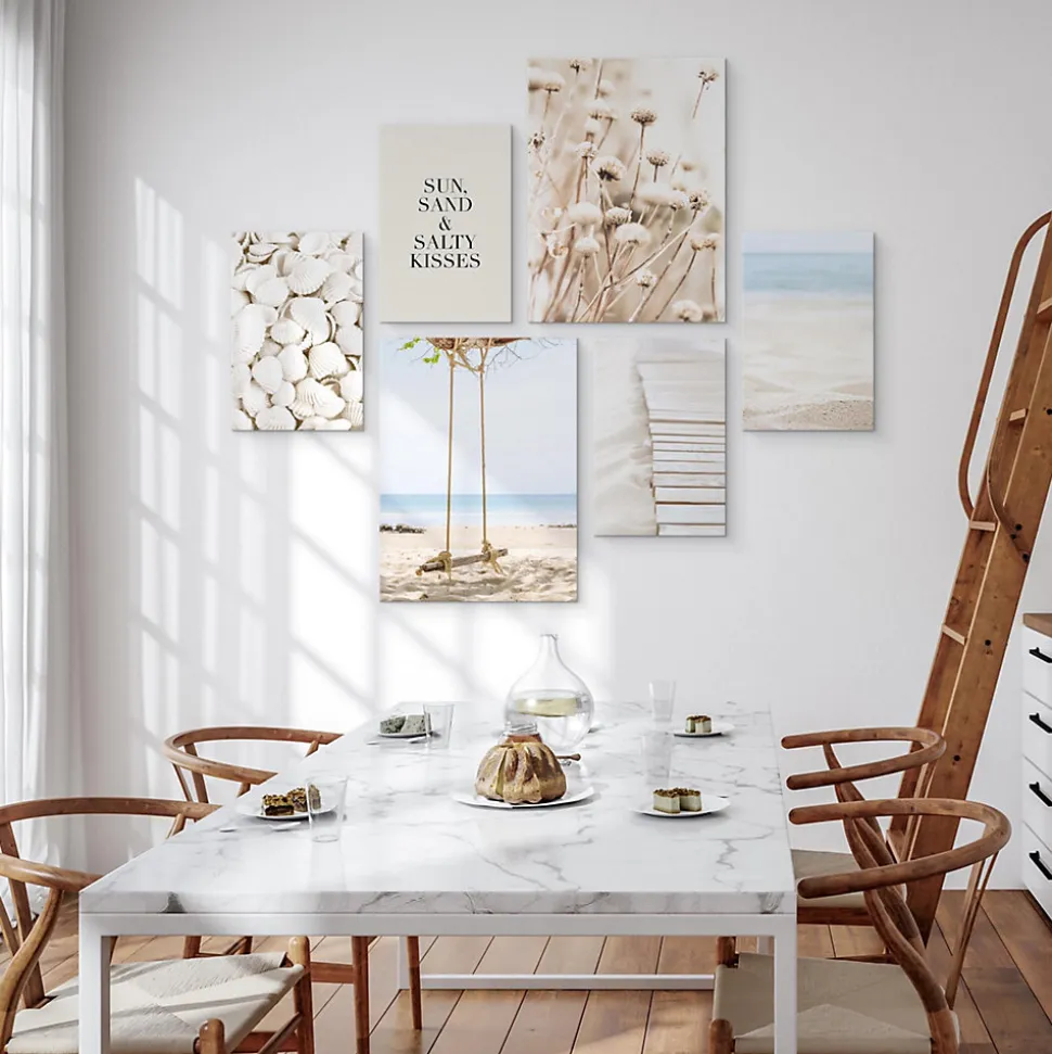 Set De Tableaux Plage Plantes Citation 90cm x 80cm - Parfait pour décorer votre salon, chambre ou bureau avec un design unique et
