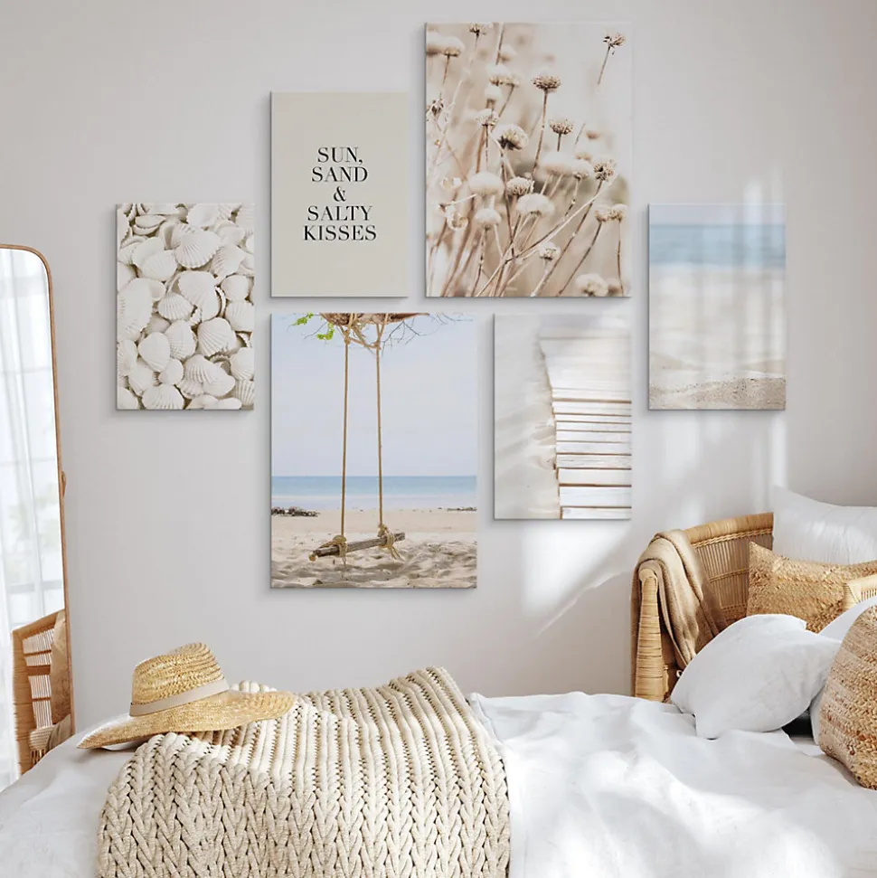Set De Tableaux Plage Plantes Citation 90cm x 80cm - Parfait pour décorer votre salon, chambre ou bureau avec un design unique et