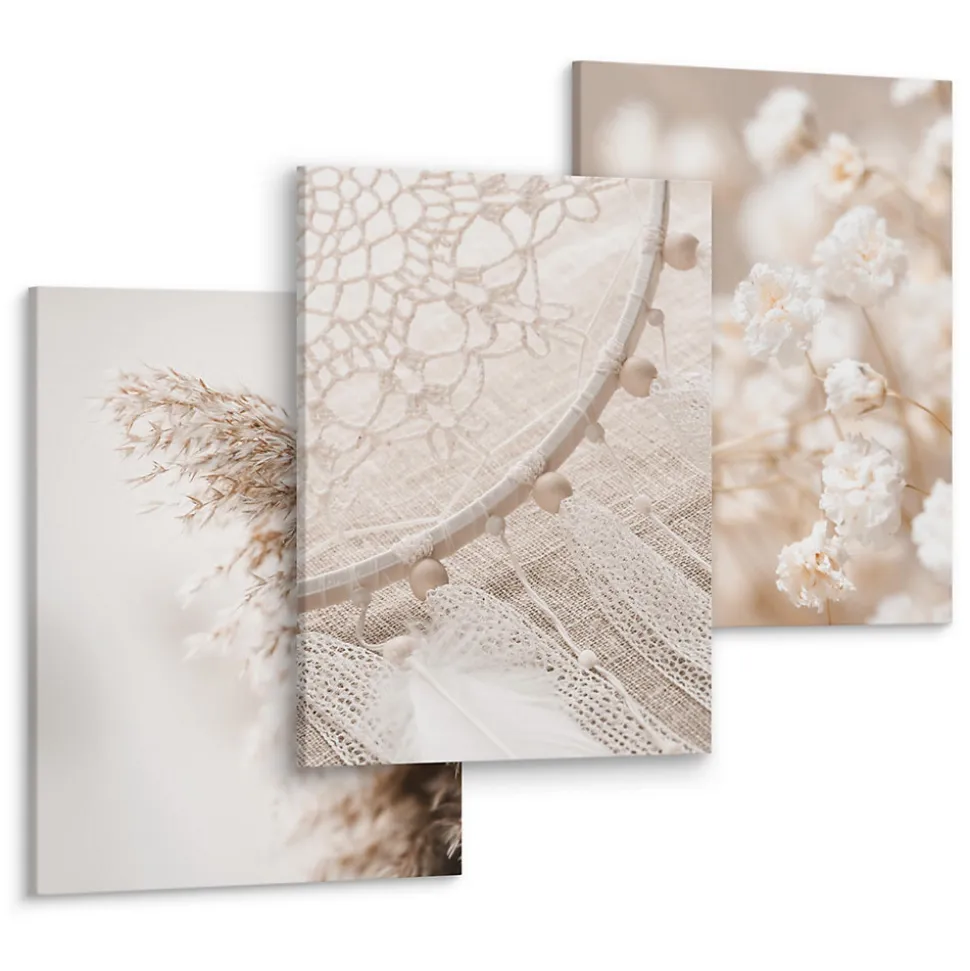 Set De Tableaux Plantes Attrape-Rêves 90cm x 40cm - Parfait pour décorer votre salon, chambre ou bureau avec un design unique et