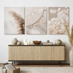 Set De Tableaux Plantes Attrape-Rêves 90cm x 40cm - Parfait pour décorer votre salon, chambre ou bureau avec un design unique et
