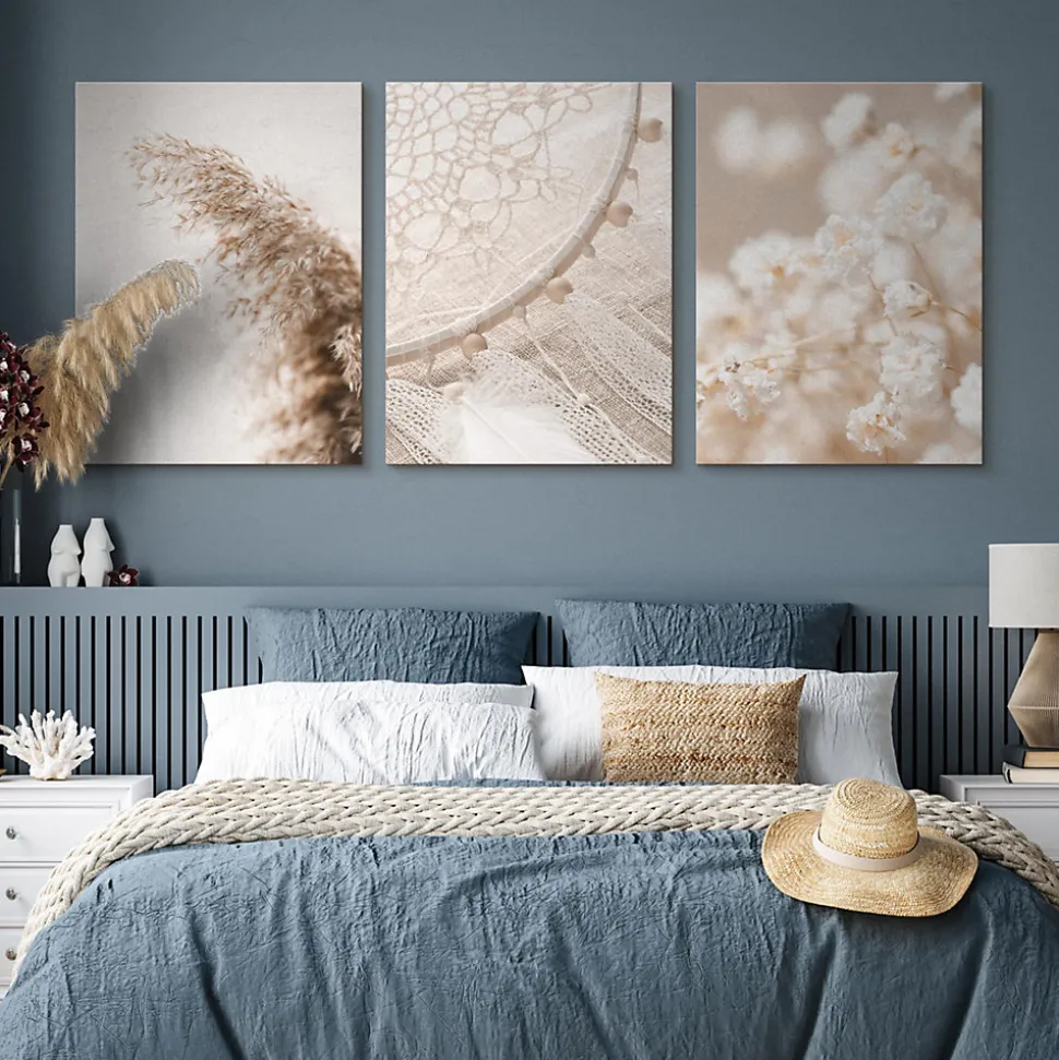 Set De Tableaux Plantes Attrape-Rêves 90cm x 40cm - Parfait pour décorer votre salon, chambre ou bureau avec un design unique et
