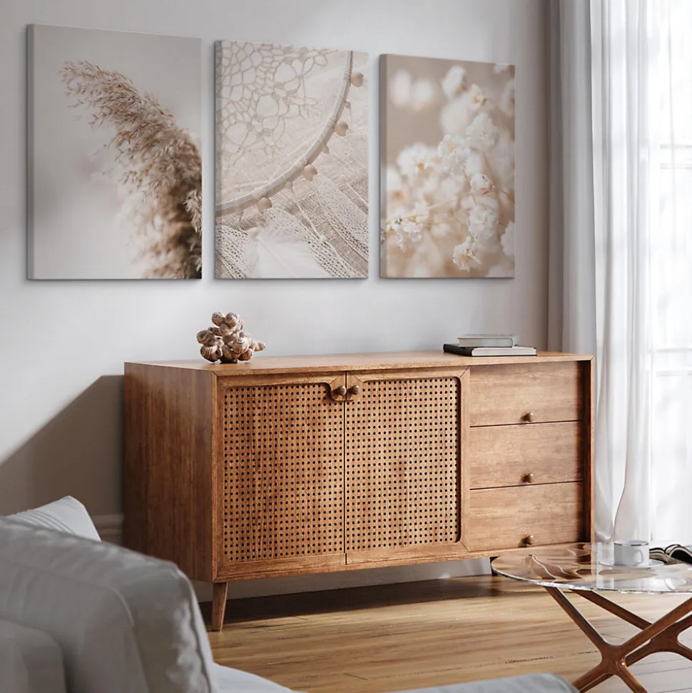 Set De Tableaux Plantes Attrape-Rêves 90cm x 40cm - Parfait pour décorer votre salon, chambre ou bureau avec un design unique et
