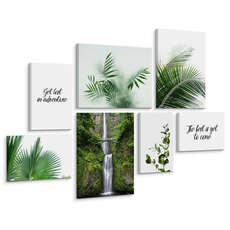 Set De Tableaux Plantes Cascade Citation 110cm x 80cm - Parfait pour décorer votre salon, chambre ou bureau avec un design unique