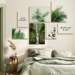Set De Tableaux Plantes Cascade Citation 110cm x 80cm - Parfait pour décorer votre salon, chambre ou bureau avec un design unique