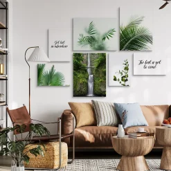 Set De Tableaux Plantes Cascade Citation 110cm x 80cm - Parfait pour décorer votre salon, chambre ou bureau avec un design unique