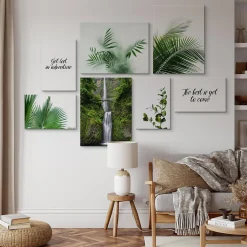 Set De Tableaux Plantes Cascade Citation 110cm x 80cm - Parfait pour décorer votre salon, chambre ou bureau avec un design unique