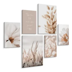 Set De Tableaux Plantes Citation Nature 90cm x 80cm - Parfait pour décorer votre salon, chambre ou bureau avec un design unique e