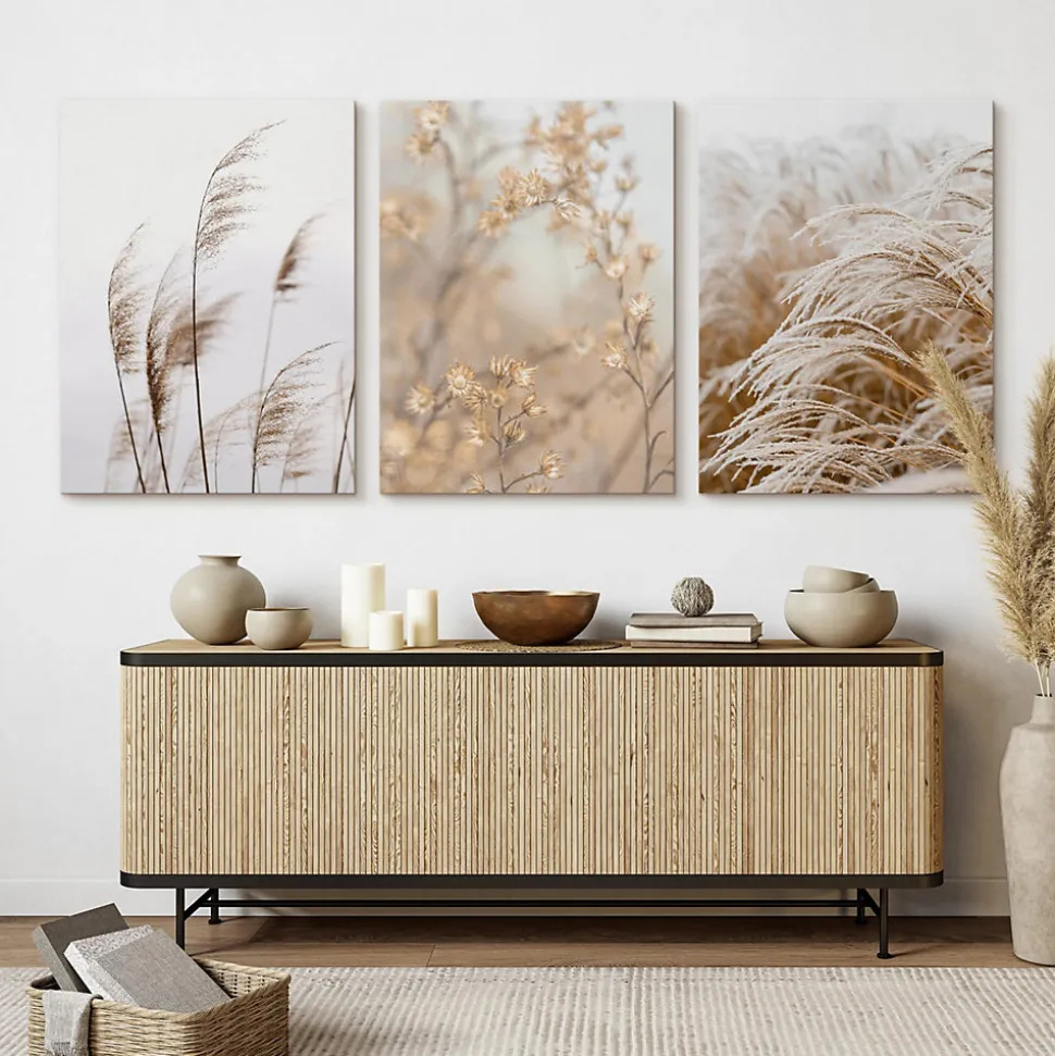 Set De Tableaux Plantes Fleurs Nature 3D 90cm x 40cm - Parfait pour décorer votre salon, chambre ou bureau avec un design unique