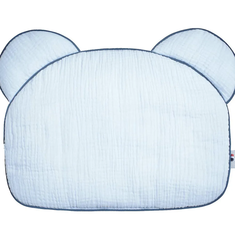 SEVIRA KIDS Oreiller bébé plat ourson en gaze de coton Jeanne