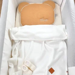 SEVIRA KIDS Oreiller bébé plat ourson en gaze de coton Jeanne