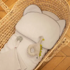 SEVIRA KIDS Oreiller bébé plat ourson en gaze de coton Jeanne