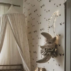 SEVIRA KIDS Trophée mural lune Venise en lin décoration chambre bébé enfant