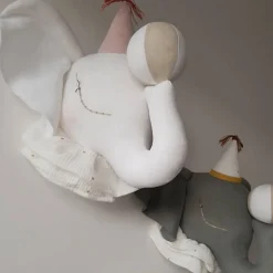 SEVIRA KIDS Trophée mural Éléphant en lin décoration chambre bébé enfant