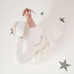 SEVIRA KIDS Trophée mural Éléphant en lin décoration chambre bébé enfant