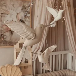 SEVIRA KIDS Trophée mural Colibri en lin décoration chambre bébé enfant