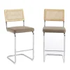 Skana - Lot de 2 chaises de bar en velours côtelé pieds chrome H66cm - Taupe