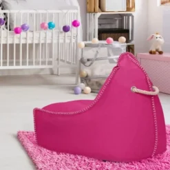 Soo Santaï MiniBuddy's Rest fauteuil poire + repose pieds 75x60x65 cm interieur dehoussable, surpiqures, Rose, sans polystyrène