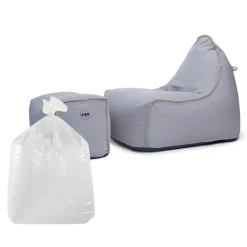 Soo Santaï Set Buddy's Rest fauteuil poire intérieur + repose pieds + polystyrène 90x60x85/45x60x35cm, déhoussable, Gris