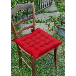 SOPHIE - Coussin de Chaise Matelassé 38x38cm Coton Coloris Cerise