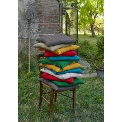 SOPHIE - Coussin de Chaise Matelassé 38x38cm Coton Coloris Nuage
