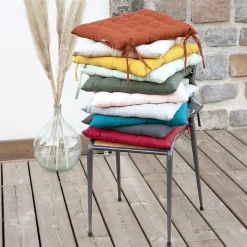 SOPHIE - Coussin de Chaise Matelassé 38x38cm Coton Coloris Nuage