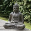 Statue bouddha assis position offrande brun 42 cm