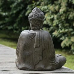 Statue bouddha assis position offrande brun 42 cm