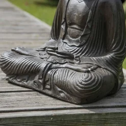 Statue bouddha assis position offrande brun 42 cm