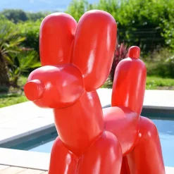 Statue chien ballon rouge 100 cm