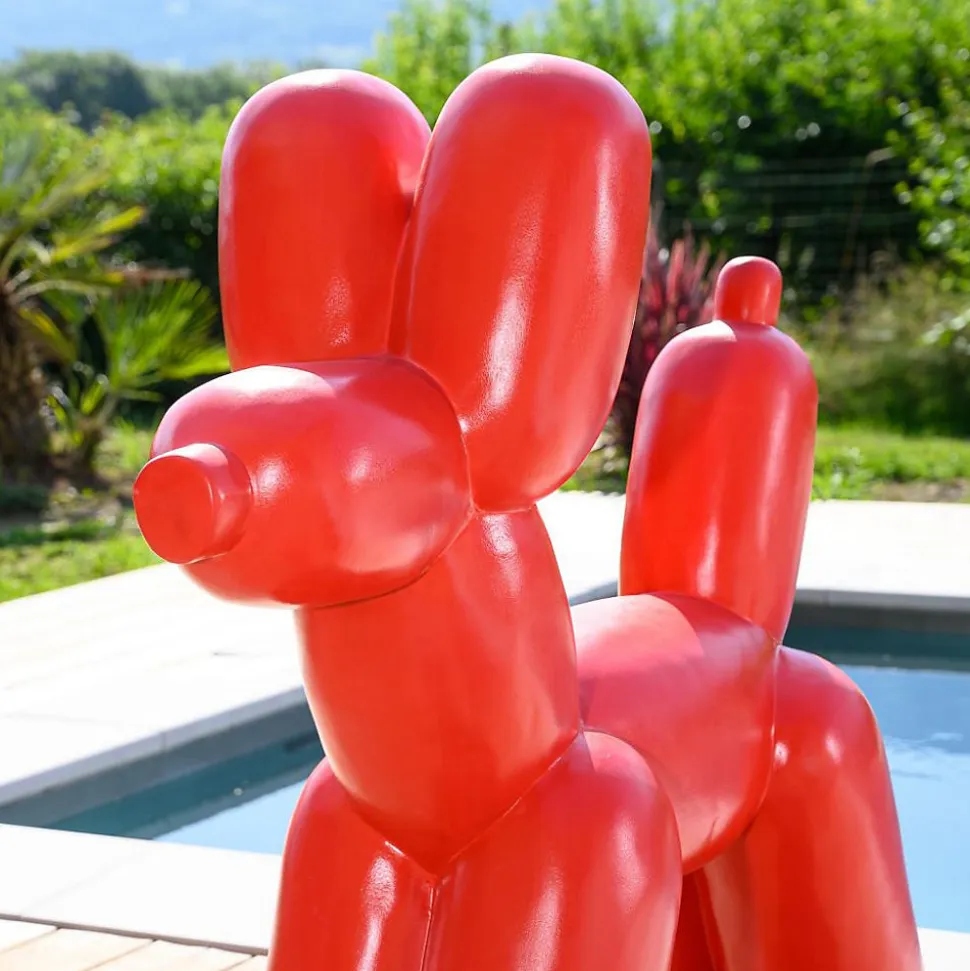 Statue chien ballon rouge 100 cm