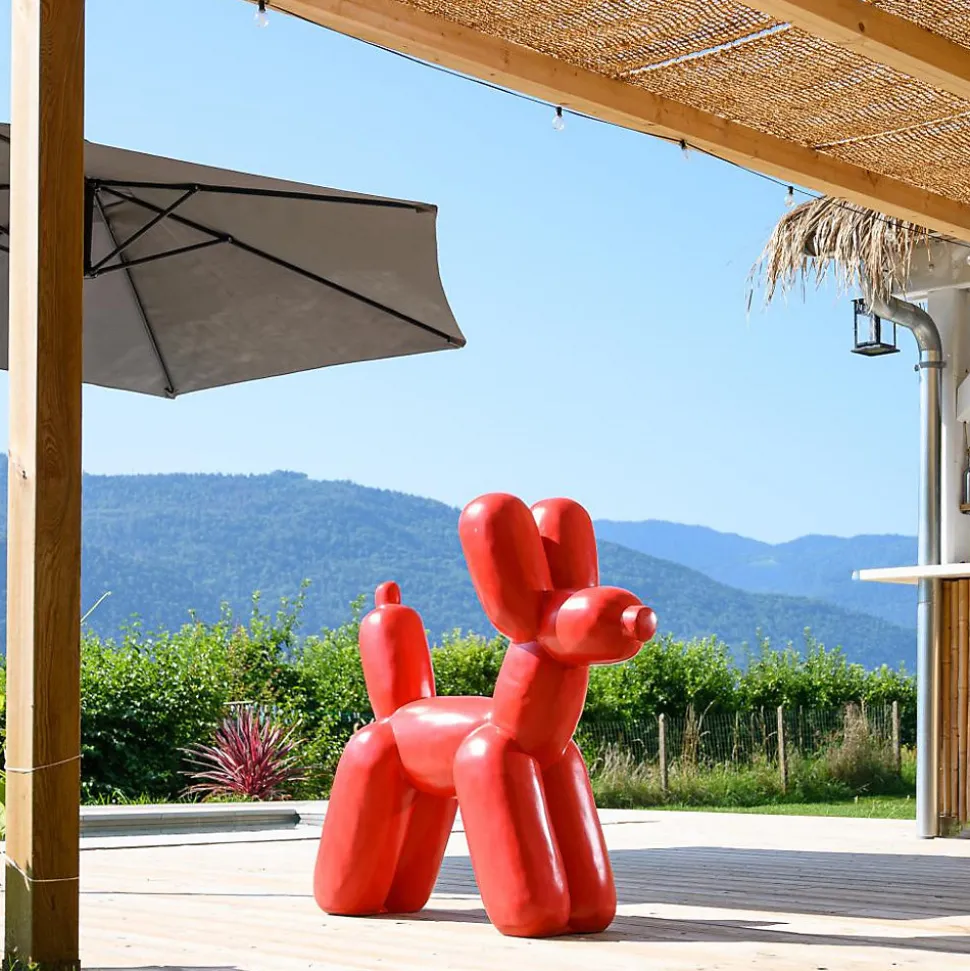 Statue chien ballon rouge 100 cm