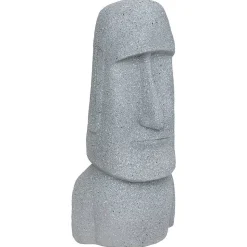 Statue déco extérieure Moaï H.82cm magnésie gris - Atmosphera