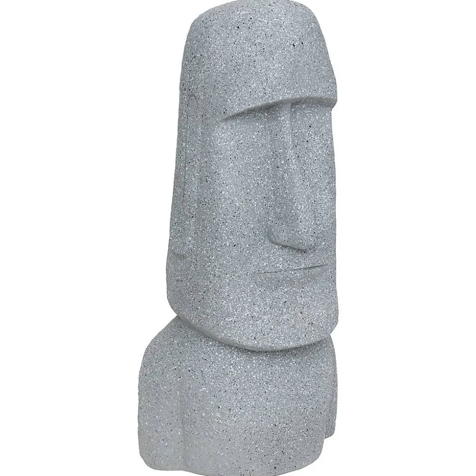 Statue déco extérieure Moaï H.82cm magnésie gris - Atmosphera