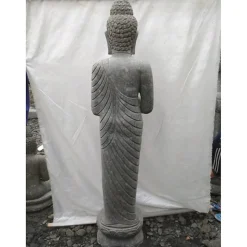 Statue de jardin en pierre bouddha debout prière 2 m