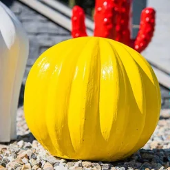 Statue deco cactus boule jaune 20cm